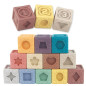 Mjuka sensoriska pedagogiska strukturerade färgglada klossar 12 st.