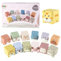 Set med mjuka sensoriska pedagogiska djurklossar 12 st.