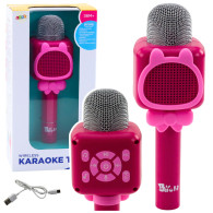 Trådlös Bluetooth-mikrofon för karaokeinspelning med röstförändring, rosa.
