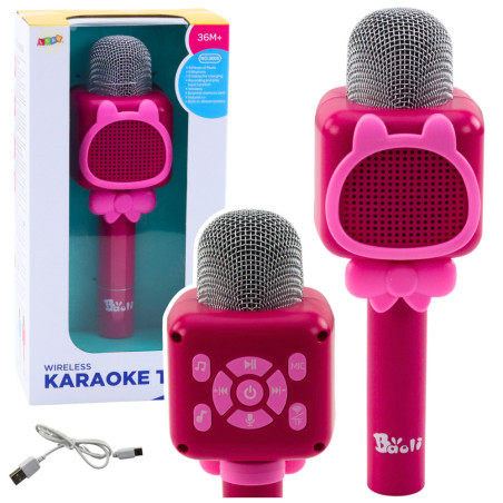 Trådlös Bluetooth-mikrofon för karaokeinspelning med röstförändring, rosa. | HandlaSmidigt.se