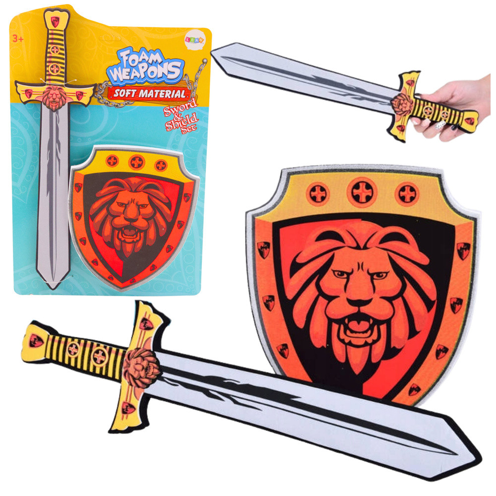 Riddarsats Sköld Svärd Skumgummi Lejonvapen 2 delar