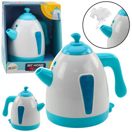 Vattenkokare på batteri med ångljus och ljud Turkos