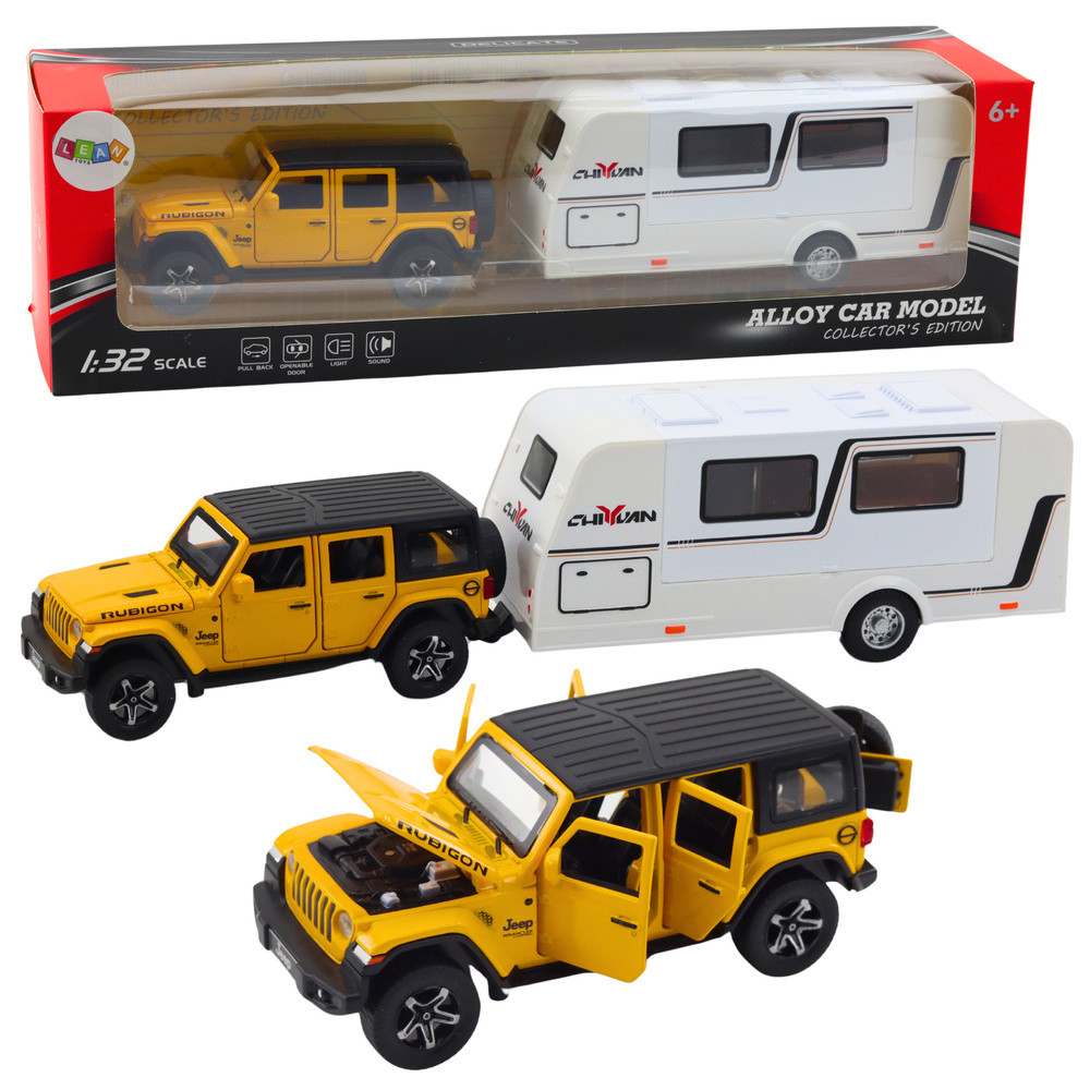 Set Offroad Campingbil Metall Drivljus Ljud Gul 132