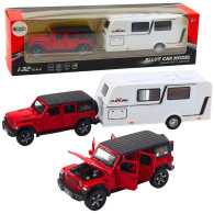 Set Offroad Campingbil Metall Ljusljud Röd 132