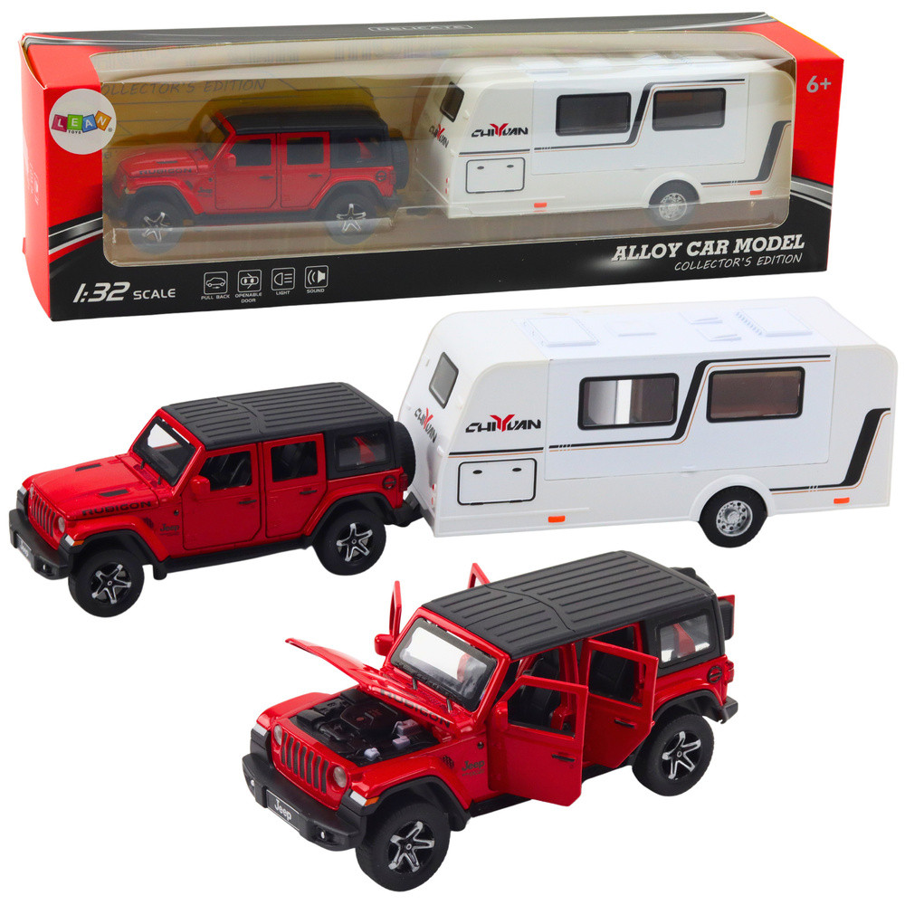 Set Offroad Campingbil Metall Ljusljud Röd 132