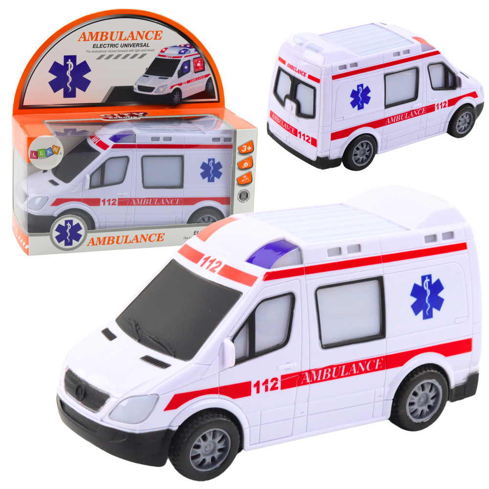 Ambulansbilen på batterier Ljus Ljud Vit