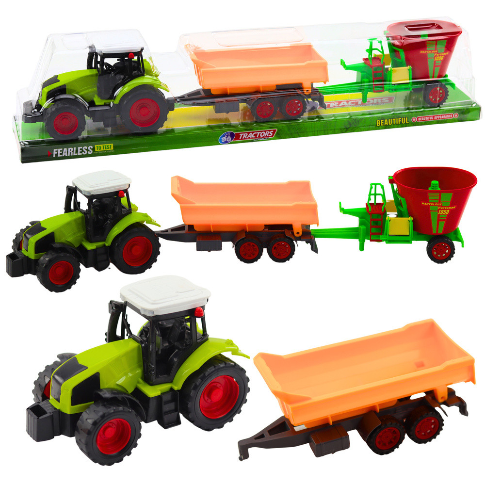 Set Traktor Jordbruksvagn Tippvagn Fodertransportvagn