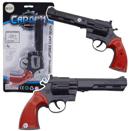 Revolver med kapsylpistol rekvisita ljud av skott svart