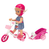 Set Mini Docka Cykel Släpvagn Hjälm Vit Hund