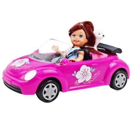 Set Mini Docka Bil Cabrio Hund