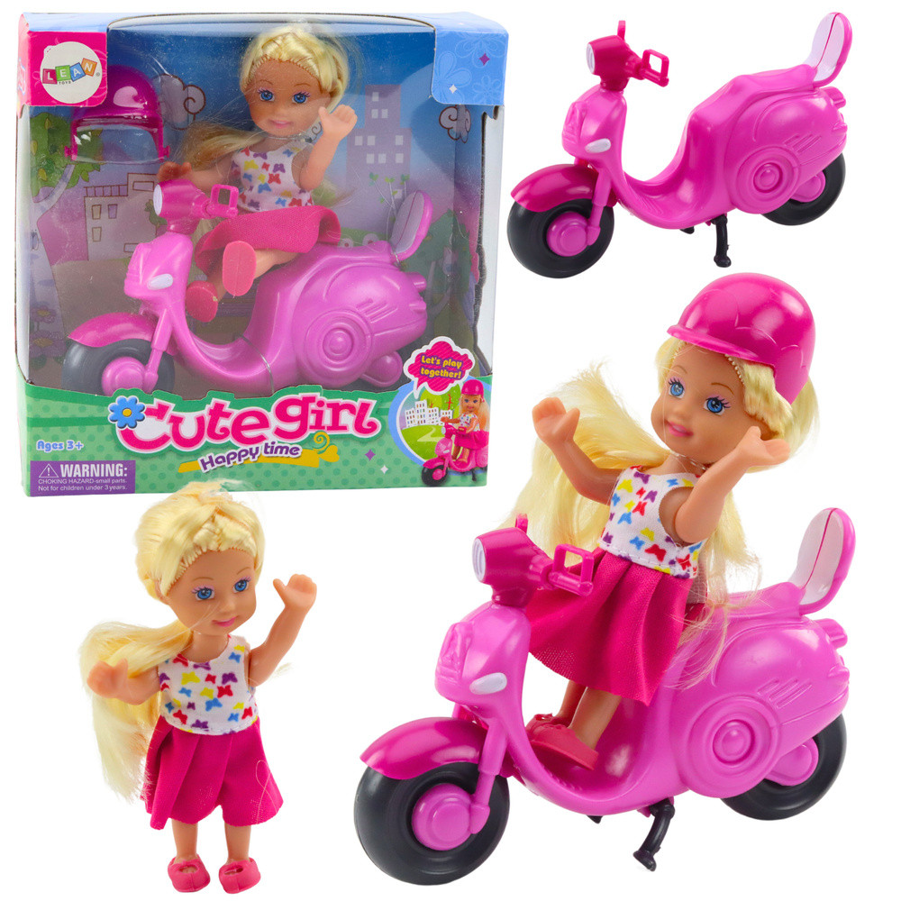 Set Mini Docka Docka Scooter Hjälm Rosa Set Mini Docka Docka Scooter Hjälm Rosa