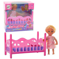 Set Liten Docka I Pyjamas Säng Rosa