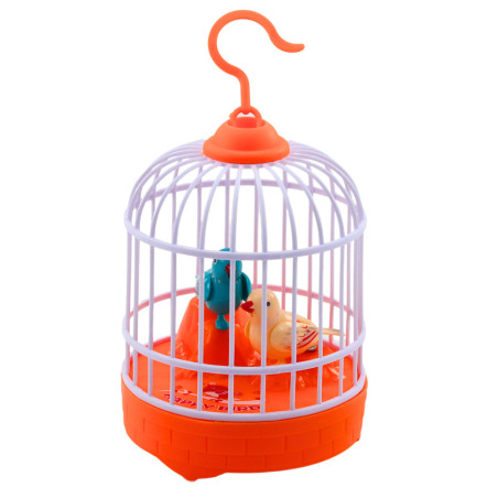 Bur med fåglar på batterier ljus ljud Orange