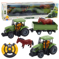 Set Traktor med släpvagn och fjärrstyrd häst RC