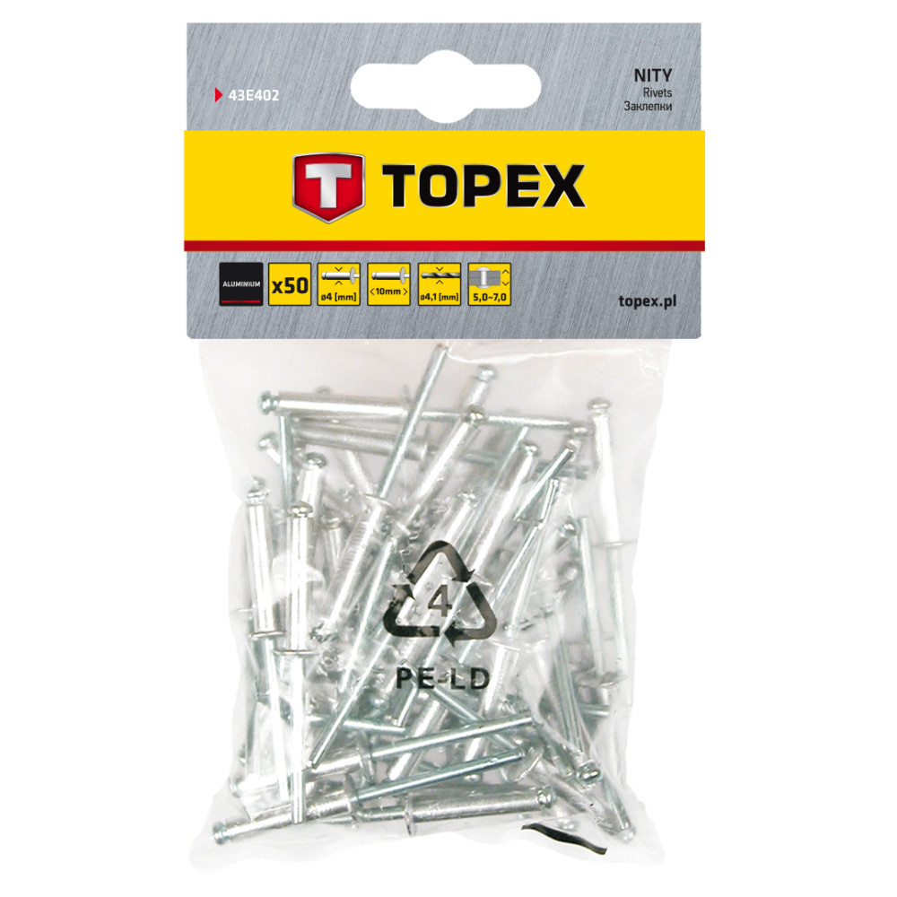 Aluminiumnitar 4,0 x 10 mm, 50 st. Aluminiumnitar 4,0 x 10 mm, 50 st.
