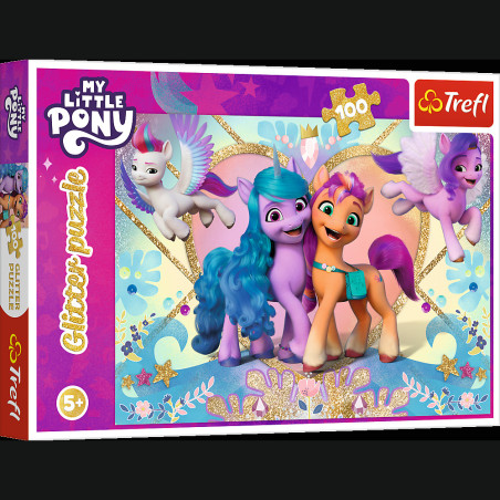 Pussel Glitter 100 bitar. My Little Pony Glittrande ponnyer Trefl 14831 | HandlaSmidigt.se