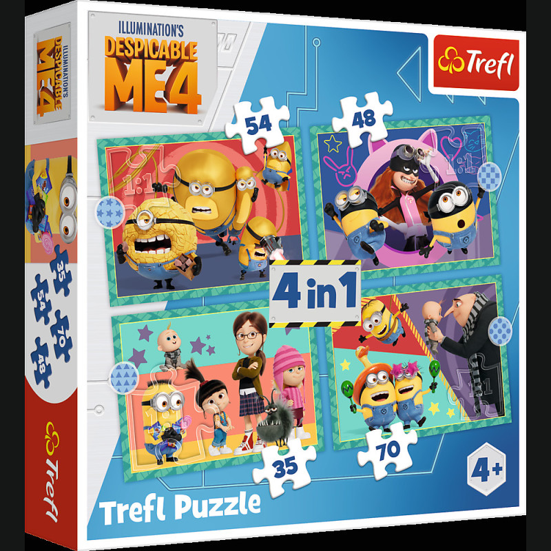 Pussel - 4i1 - Galna Minions Klöver 34648