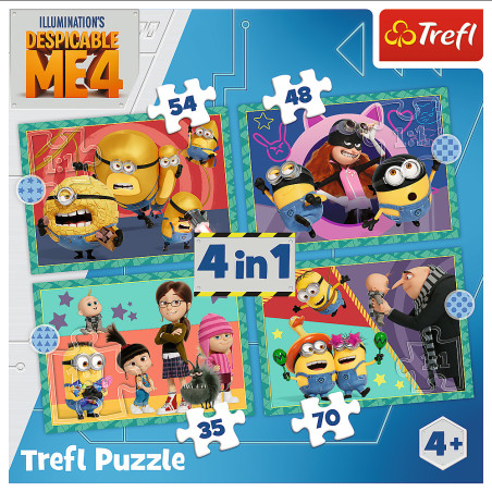 Pussel - 4i1 - Galna Minions Klöver 34648