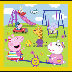 Pussel - 3-i-1 - Glada dagen med Peppy - Peppa Gris Trefl 34849 | HandlaSmidigt.se