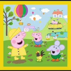 Pussel - 3-i-1 - Glada dagen med Peppy - Peppa Gris Trefl 34849 | HandlaSmidigt.se