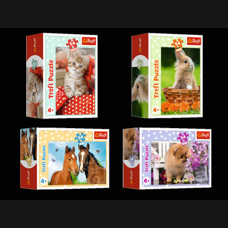 Pussel - 54 minipussel - Förtjusande djur - Trefl 54195