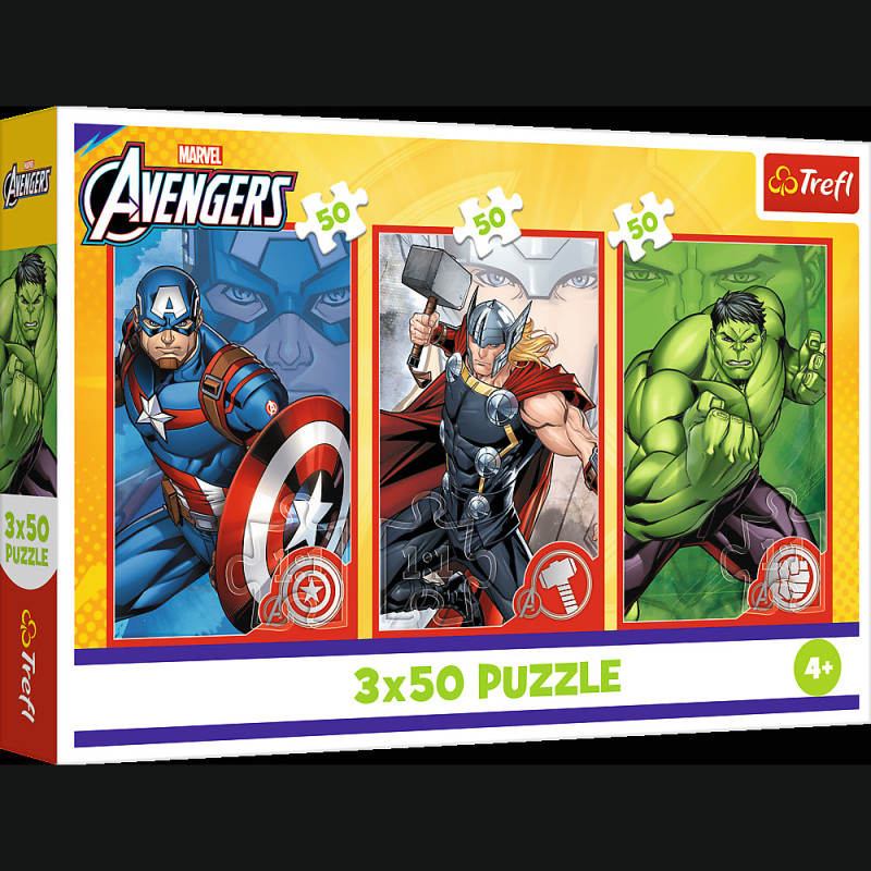 Pussel - 3x50 - Din Disney Marvel The Avengers hjälte Trefl 34891