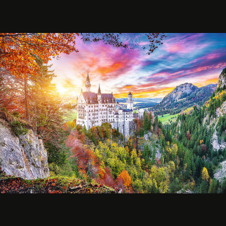 Pussel med 500 bitar. Vy över slottet Neuschwanstein, Tyskland. Märke: Trefl 37427.