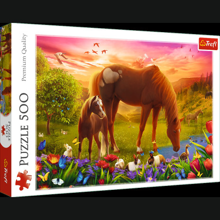Pussel - 500 - Hästar på ängen Trefl 37451