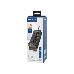 98-237 Nätdelar förlängningskabel ps-350u 3-uttag 4xusb+usb-pd 3m svart 3x1mm