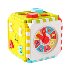 Pedagogisk sorteringskub Siffror Mönster Klocka Färgglad