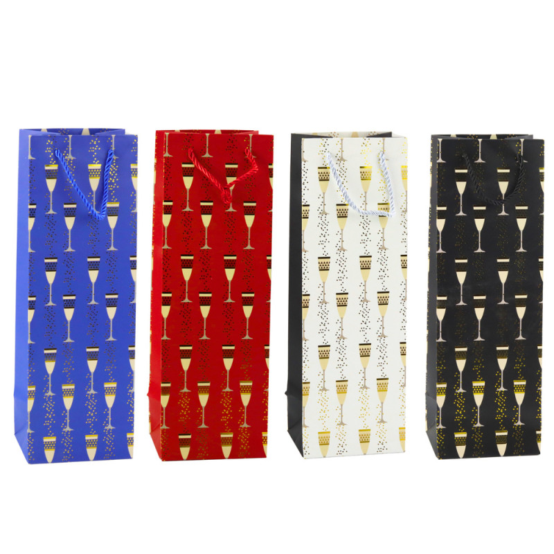 Presentpåse för flaska med motiv av glas 36 x 12 x 10 cm