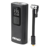 Trådlös bärbar bilkompressor med inbyggt batteri, powerbank, LED-lampa och USB-C 40W amio-04377.