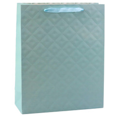 Presentpåse med prägling, blå turkos, 32 x 26 x 10 cm.