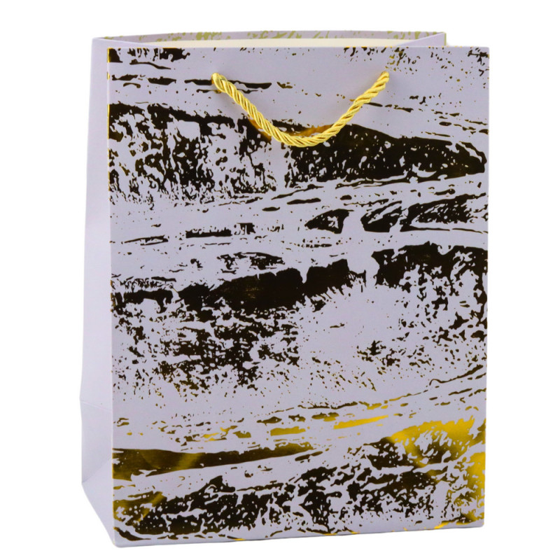 Presentpåse med gyllene dekorationer Elegant 23 x 18 x 10 cm