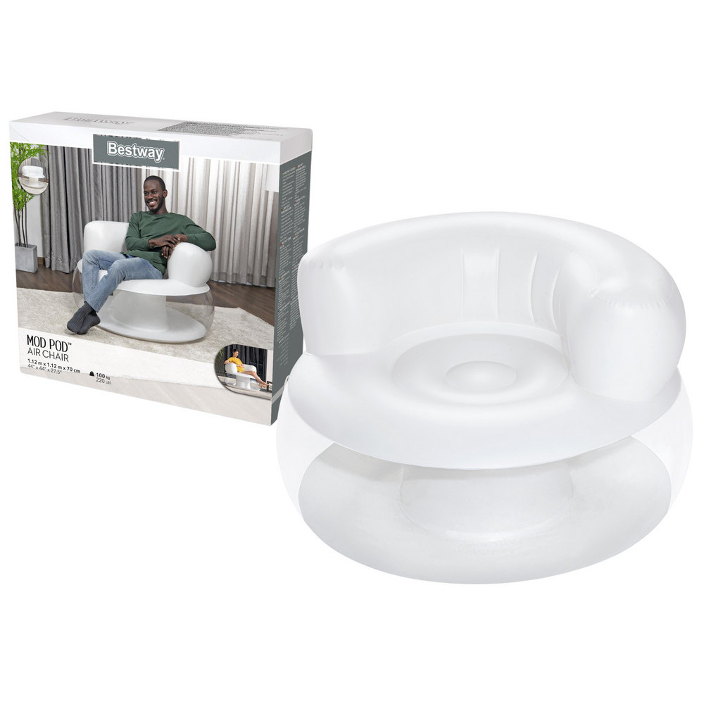 Dmuchany Fotel Biały 112 x 112 x 70 cm Bestway 75138 Dmuchany Fotel Biały 112 x 112 x 70 cm Bestway 75138