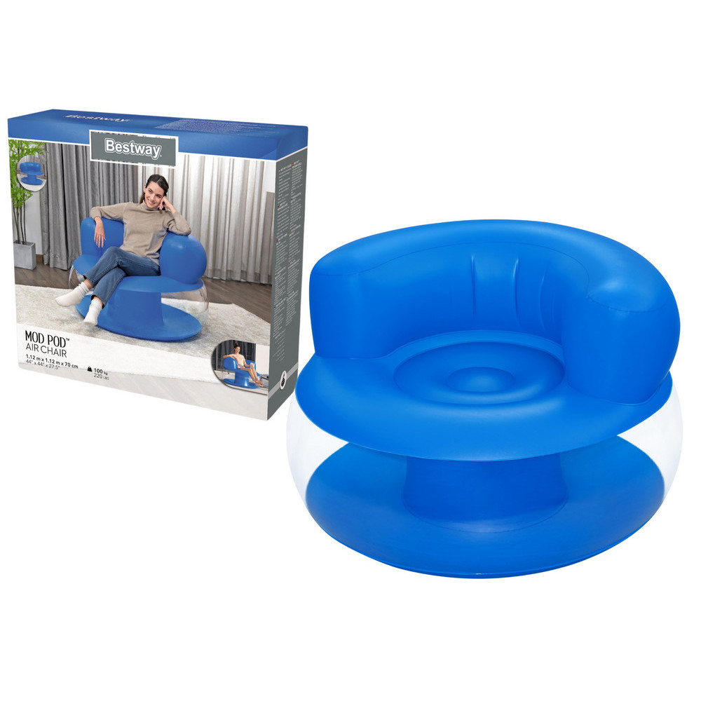 Uppblåsbar fåtölj Blå 112 x 112 x 70 cm Bestway 75138 Uppblåsbar fåtölj Blå 112 x 112 x 70 cm Bestway 75138