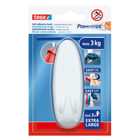 Krokodilklämmor självhäftande powerstrips 1 st. oval stor vit