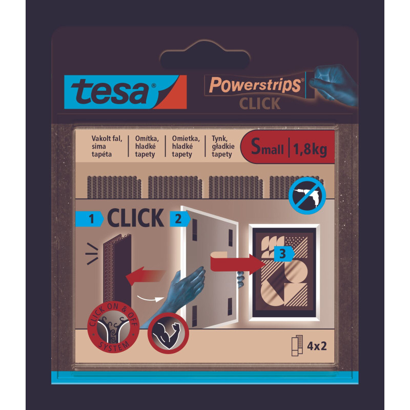 Självhäftande kardborreband inuti powerstrips, 4 par med 60mm x 20mm, vit.