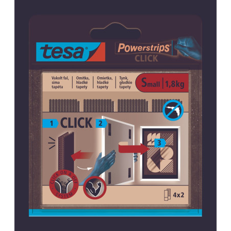 Självhäftande kardborreband inuti powerstrips, 4 par med 60mm x 20mm, vit.