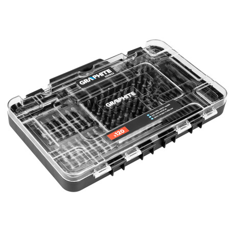 Set med borr och bits, fästen, 120 delar.