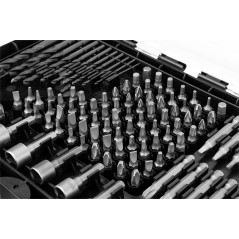 Set med borr och bits, fästen, 120 delar.