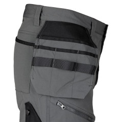 Arbetsbyxor MixMatch, 4-vägsstretch, med fickor, Cordura, grå-svarta, storlek XS.