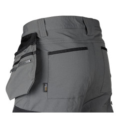 Arbetsbyxor MixMatch, 4-vägsstretch, med fickor, Cordura, gråsvarta, storlek S.