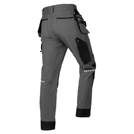 Arbetsbyxor MixMatch, 4-vägsstretch, med fickor, Cordura, grå-svarta, storlek M.