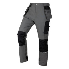 Arbetsbyxor MixMatch, 4-vägsstretch, med fickor, Cordura, gråsvarta, storlek L