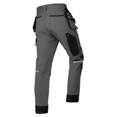 Arbetsbyxor MixMatch, 4-vägsstretch, med fickor, Cordura, gråsvarta, storlek XL.