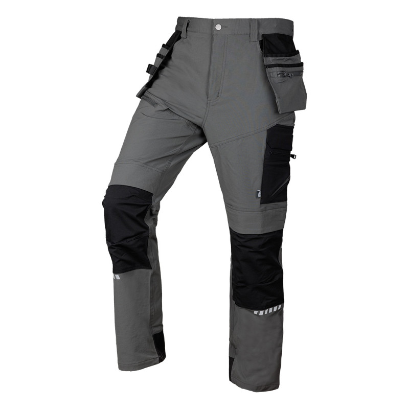 Arbetsbyxor MixMatch, 4-vägsstretch, med fickor, Cordura, gråsvarta, storlek XXL