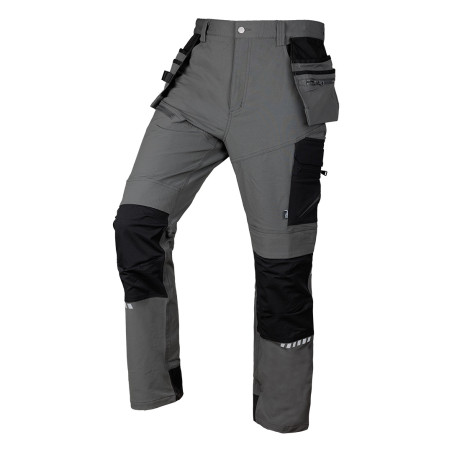 Arbetsbyxor MixMatch, 4-vägsstretch, med fickor, Cordura, gråsvarta, storlek XXL