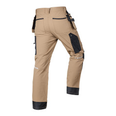 Arbetsbyxor MixMatch, 4-vägs stretch, med fickor, Cordura, beige-svarta, storlek XS.