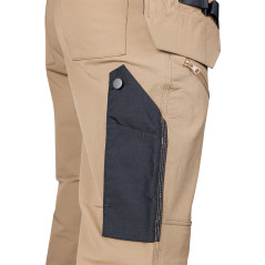 Arbetsbyxor MixMatch, 4-vägs stretch, med fickor, Cordura, beige-svarta, storlek XS.
